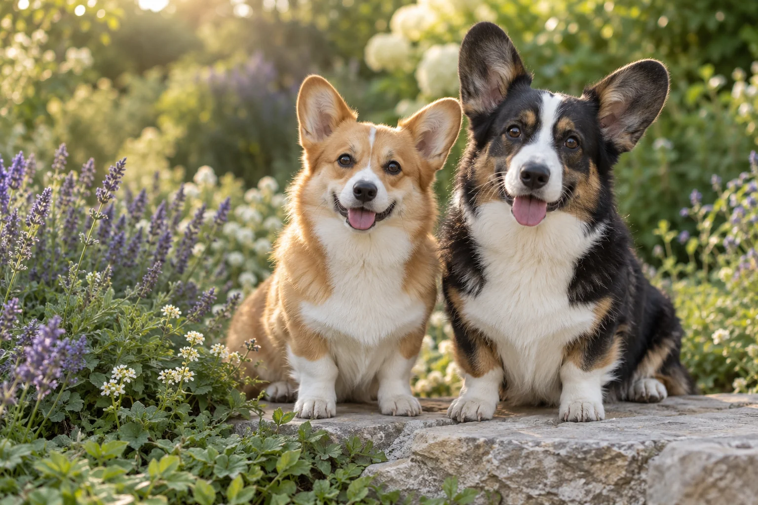 Dos Corgis en un jardín, imagen ilustrativa
